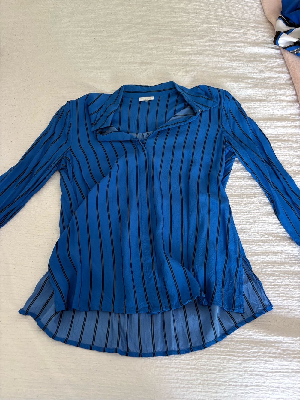 ecru Blue Striped Long Sleeve Blouse